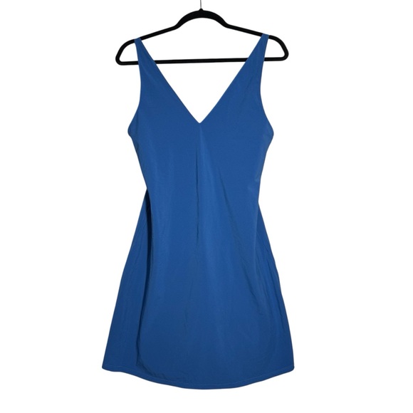 Abercrombie Wide Strap Traveler Mini Dress V-Neck Blue Size Medium TALL NWT - Picture 2 of 11